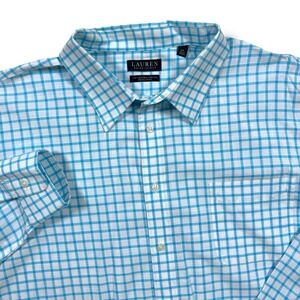 Lauren Ralph‎ Lauren Men's Blue Gingham Check Size 2XL Long Sleeve Button Down